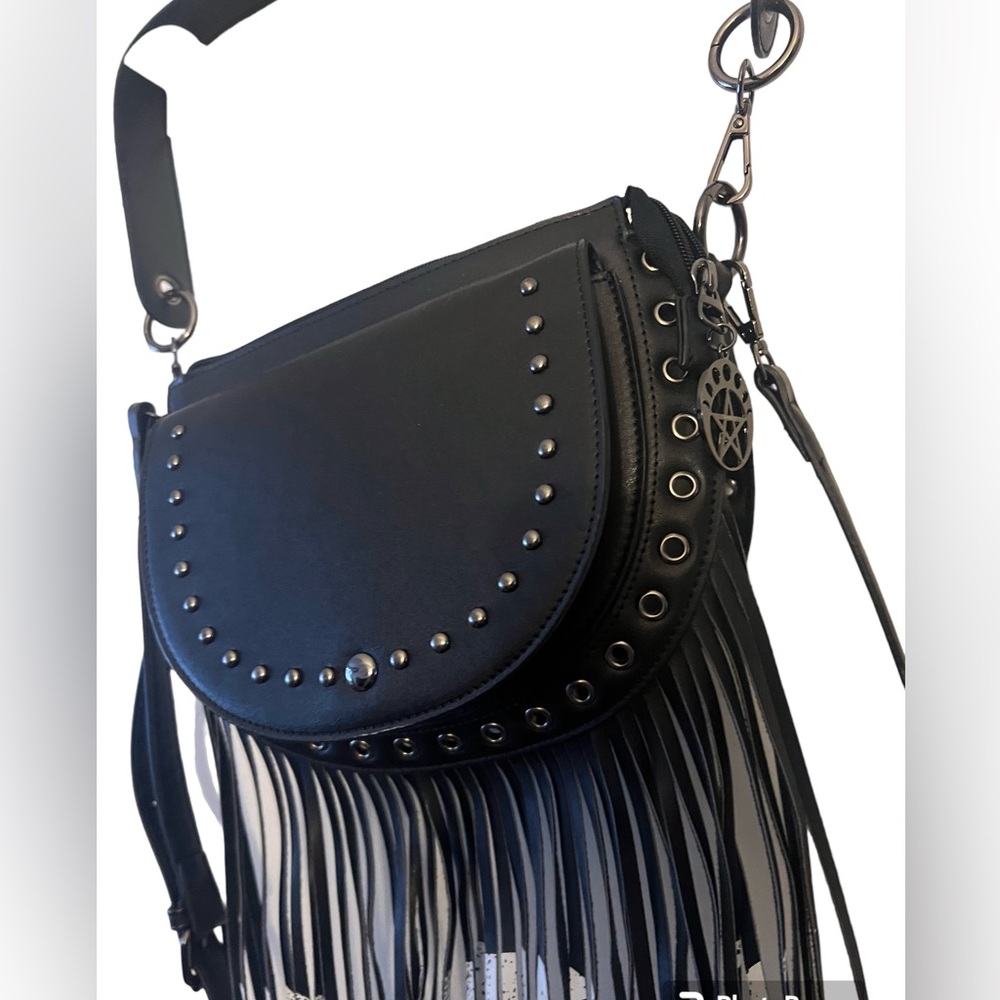 Moons fringe black cross body purse - Picture 2 of 5